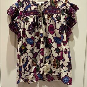 Boho Floral V-Neck Short Sleeve Top